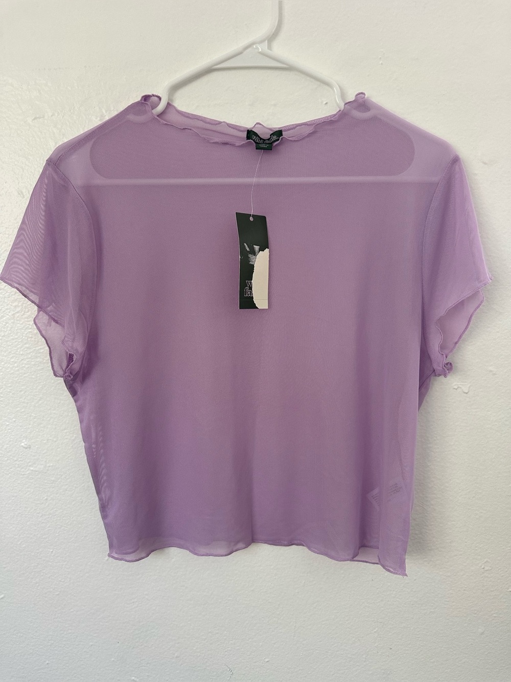 Wild Fable Lilac Sheer Mesh Short-Sleeve Crop Top New with Tags, Size L